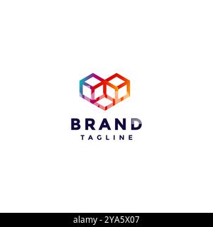 Creative Heart Box Logo Design. Three Colored Boxes Icon Forming Heart Symbol Logo Design. Stock Vector