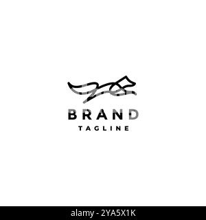 Simple Line Of Dog Jumping Logo Design. Silhouette Of Dog Jumping In Minimalist Lines Logo Design. Stock Vector