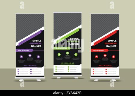 Minimalist business promotional rollup banner template design Stock Vector
