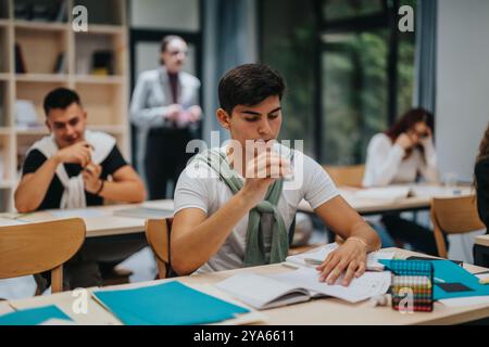 Focused students engaged in classroom learning environment Stock Photo
