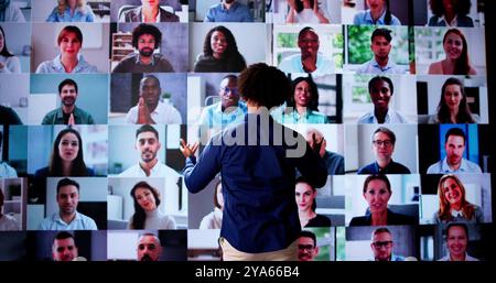 Online Live Conference Event With Virtual Audience Stock Photo