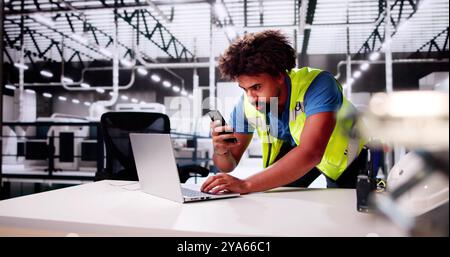 Thief Stealing Trade Secret Document Taking Photo Using Phone Stock Photo