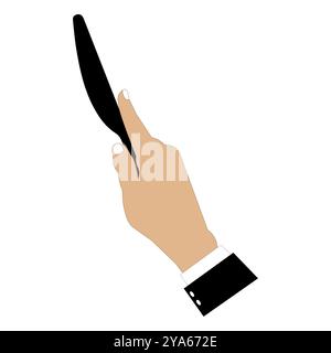 Vector illustration of hands holding a spoon, fork and knife in black. Minimalist design, suitable for food themes, restaurants or other culinary Stock Vector