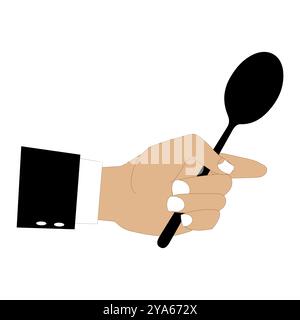 Vector illustration of hands holding a spoon, fork and knife in black. Minimalist design, suitable for food themes, restaurants or other culinary Stock Vector