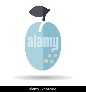 Plum with leaf vector icon. Graph symbol for food and drinks web site, apps design, mobile apps and print media, logo, UI Stock Vector