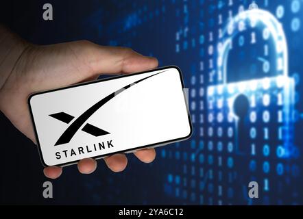 Starlink service by SpaceX company Stock Photo