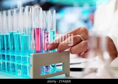 Chemical Scientist Woman Using Test Tubes For Medical Education Stock Photo