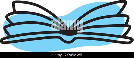 Doodle book icon handdrawn with thin line and colored with colorful blobs Stock Vector