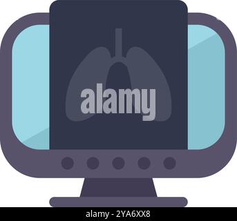 Computer displaying lungs x ray on screen, concept for online medical consultation, telemedicine, pulmonology Stock Vector