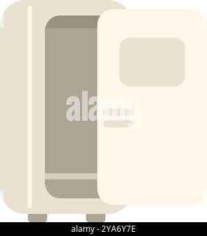 Minimalist vector illustration of an empty open refrigerator, ideal for kitchen and home appliance visuals Stock Vector