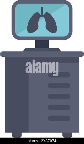X ray machine showing lungs on a monitor screen, medical examination concept Stock Vector