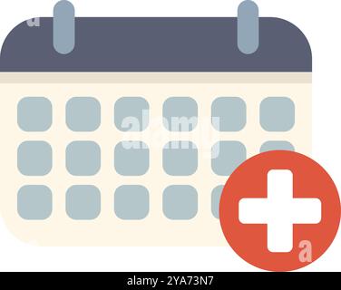 Calendar icon showing the adding of an event using a plus sign Stock Vector