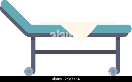 Medical bed is standing on wheels waiting for a patient in a hospital room Stock Vector