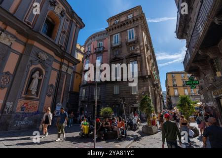 Naples, Italy - May 23, 2024: Walking Amidst Beauty: Exploring Naples' Architectural Heritage. Stock Photo