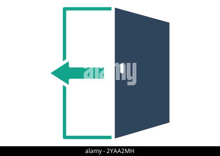 Exit icon. solid icon style. open door with arrow. icon related to reception. hotel elements vector illustration Stock Vector
