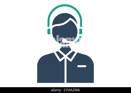 Assistance icon. solid icon style. person with headphone. icon related to reception. hotel elements vector illustration Stock Vector