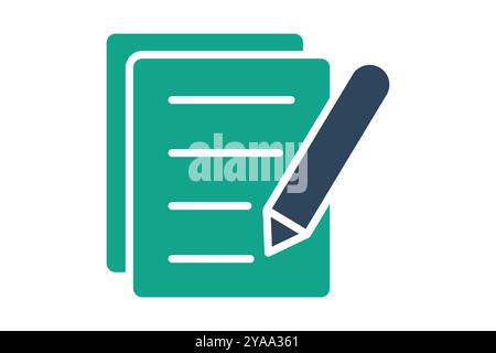 Registration icon. solid icon style. paper with pencil. icon related to reception. hotel elements vector illustration Stock Vector