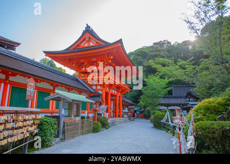 Romon of Kamigamo Jinja. This Shrine aka Kamo-wakeikazuchi Shrine is a Shinto Shrine in historic city of Kyoto, Japan. This Shrine belongs to Historic Stock Photo