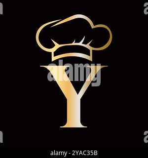 Letter Y Chef Logo Concept For Restaurant Sigh Vector Template Stock Vector