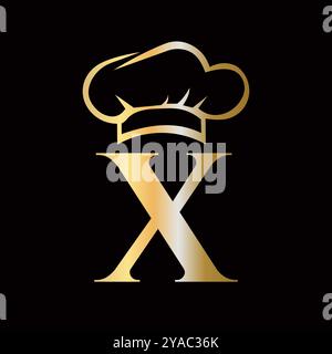 Letter X Chef Logo Concept For Restaurant Sigh Vector Template Stock Vector
