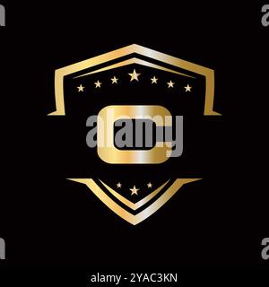 Automotive Logo Design On C Letter. Car Service Symbol Stock Vector