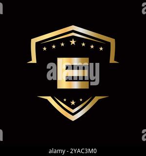 Automotive Logo Design On E Letter. Car Service Symbol Stock Vector
