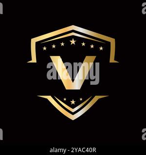Automotive Logo Design On V Letter. Car Service Symbol Stock Vector