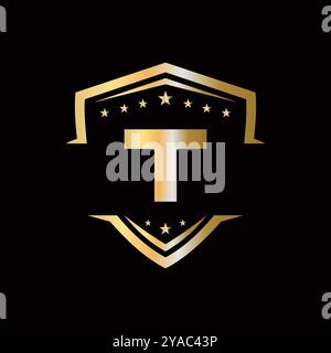 Automotive Logo Design On T Letter. Car Service Symbol Stock Vector