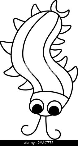 Vector black and white cartoon centipede. Funny prehistoric insect coloring page. Woodland beetle. Cute forest creepy-crawly illustration for kids. Tr Stock Vector