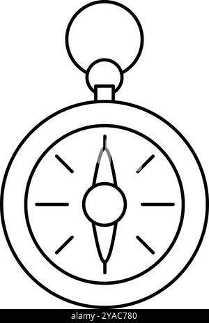 Vector black and white compass icon isolated on white background. Camping, hiking, archaeologist or paleontologist equipment line illustration or colo Stock Vector