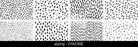 Set of simple small dash backgrounds. Vector seamless pattern with hand drawn sprinkles Stock Vector