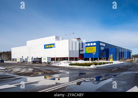Mölndal, Sweden - March 12 2023: Exterior of large IKEA warehouse under construction Stock Photo