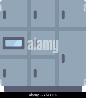 Illustration of a group of modern metal lockers showing empty compartments with an electronic lock system Stock Vector