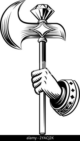 Axe Medieval Weapon Vintage Woodcut Tattoo Style Stock Vector