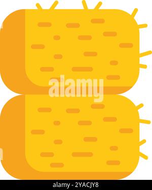 This vector illustration features two rectangular hay bales stacked vertically, symbolizing farming and agriculture Stock Vector