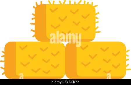 Three rectangular hay bales stacked on top of each other forming a pyramid, isolated on white background Stock Vector