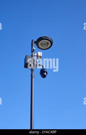 Overhead CCTV camera on a street in England, UK Stock Photo