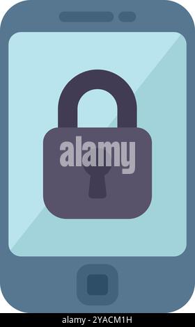 Mobile phone is showing a closed padlock on the screen, representing the concept of mobile phone security Stock Vector