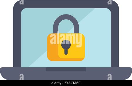 Laptop is displaying a security padlock icon, representing the concept of online safety and data protection Stock Vector