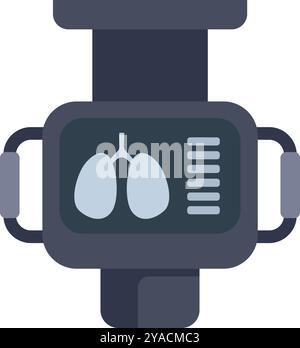Medical scanner displaying human lungs on its screen, symbolizing pulmonary diagnostics and healthcare technology Stock Vector