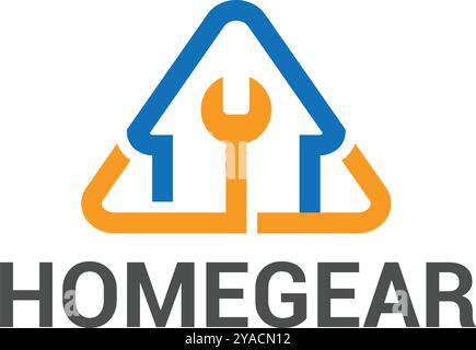 Minimalist simple HOME GEAR house tool logo design Stock Vector