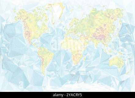 Vector world map made with stippled polygonal texture Stock Vector