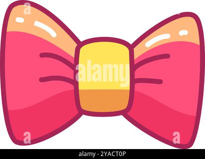 A vibrant pink and yellow bow tie design showcases a glossy surface making it an ideal choice for festive occasions parties or fashion statements Stock Vector