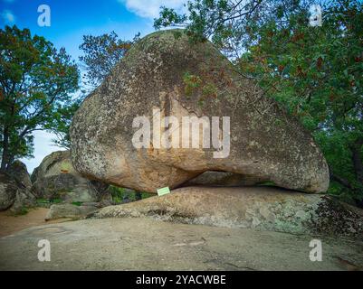 Beglik Tash - nature rock formation, a prehistoric rock sanctuary situated on the southern Black Sea coast of Bulgaria, a few kilometers north of the Stock Photo