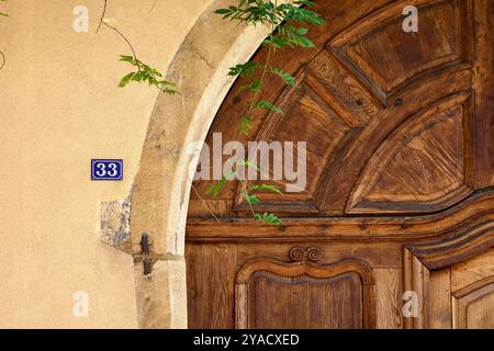 Street scenes and details from Colmar, Alsace, France, Europe showing the historic and colourful nature of the town. Stock Photo