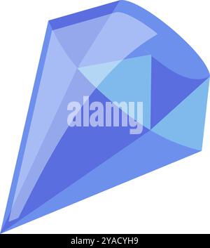 A striking illustration showcases a blue diamond gem with intricate facets and reflections emphasizing its clarity and brilliance in a simple yet Stock Vector