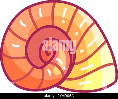 A vibrant spiral shell design showcases warm colors such as orange and yellow perfect for use in artistic projects or as a decorative element in Stock Vector