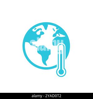 World temperature. Global warming icon. Isolated on white background. From blue icon set. Stock Vector