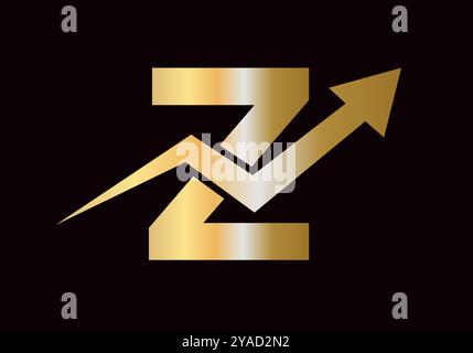 Financial Logo On Letter Z With Growth Arrow Symbol Vector Template Stock Vector
