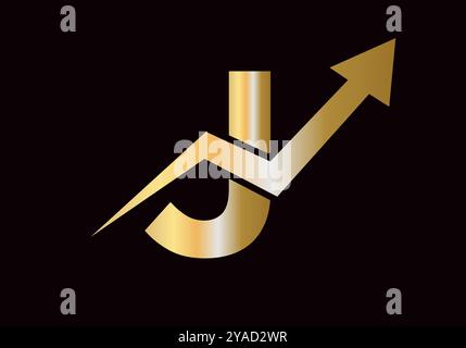 Financial Logo On Letter J With Growth Arrow Symbol Vector Template Stock Vector